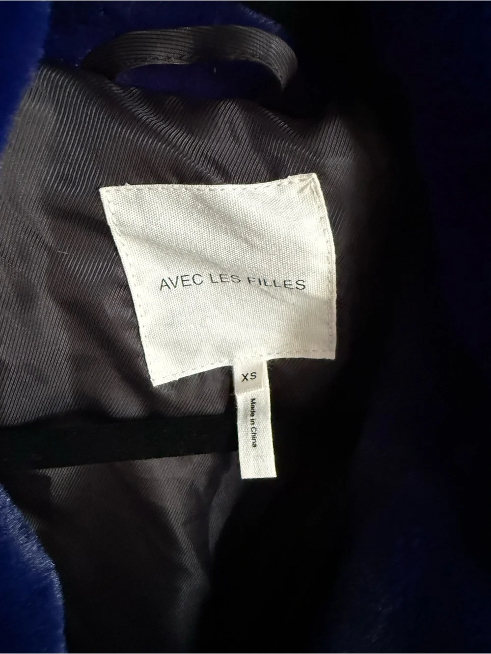 NWT Avec Les Filles Electric Blue Faux-Fur Teddy Coat size XS loose fit.